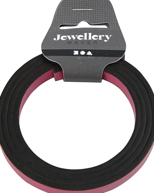 Imiteret Læderbånd - B 10 MM - Tykkelse 3 MM - Pink - 1 M