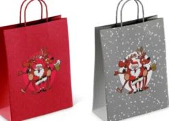 Julegavepose - Crazy Santa - Assorteret - 34X25X8,5 CM