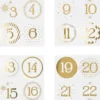Juleklistermærker - 24 Kalendertal - Guld Og Hvid - 4 Ark
