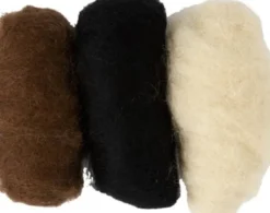 Kartet Uld - Hvid Brun Sort - 3X10 G