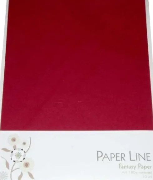 Karton - A4 - Mørkerød - 10 Ark - 180 G - Fantasy Paper - Paper Line
