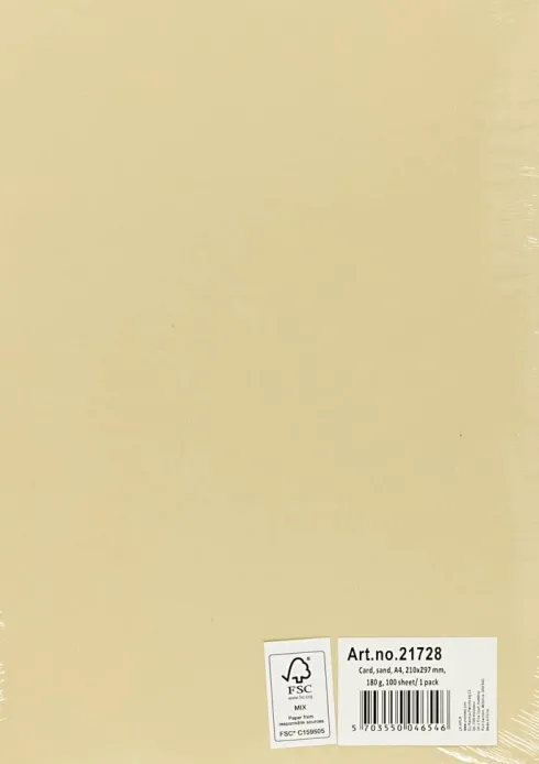 Karton - A4 - 210X297 MM - 180 G - Lys Pudder - 100 Stk
