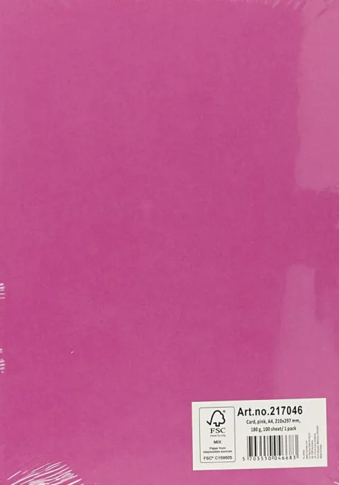 Karton - A4 - 210X297 MM - 180 G - Pink - 100 Stk