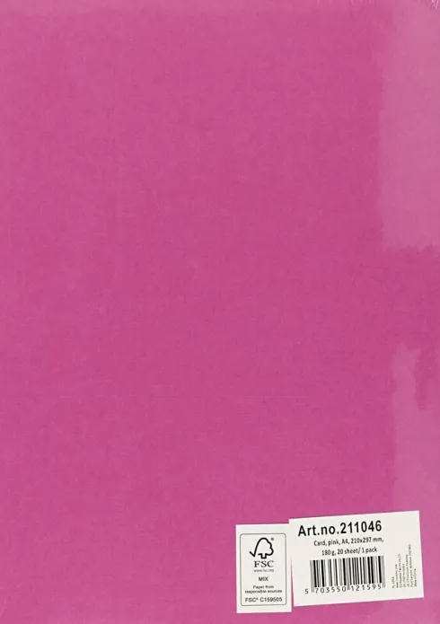 Karton - A4 - 210X297 MM - 180 G - Pink - 20 Stk