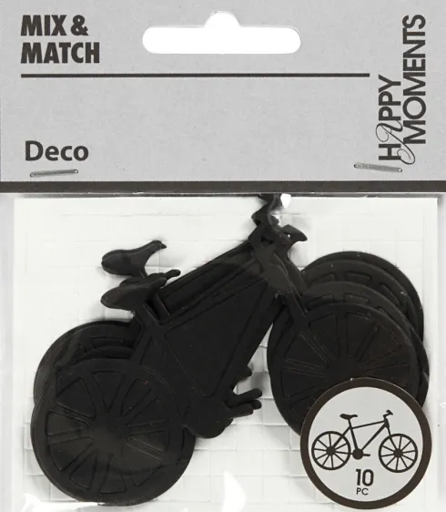 Kartonmærkat - Cykel - Str. 77X48 MM - Sort - 10 Stk