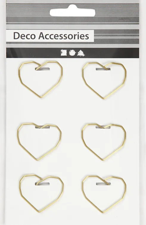Klips - Hjerte - Str. 30X20 MM - Guld - 6 Stk