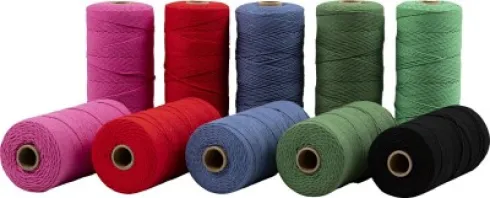 Knyttegarn - Tykkelse 1 MM - L 315 M - Tynd Kvalitet 12/12 - Stærke Farver - 10X220 G