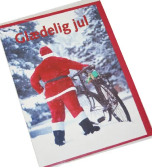 Kort 1 / 1 Julekort Julemand Med Cykel