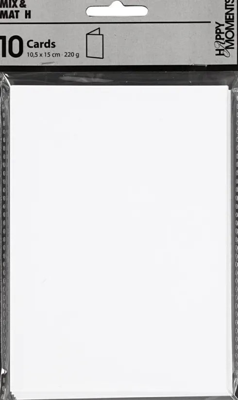 Kort - Kort Str. 10,5X15 CM - 220 G - Hvid - 10 Stk