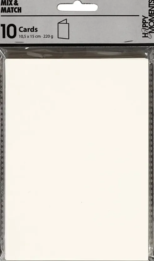Kort - Kort Str. 10,5X15 CM - 220 G - Råhvid - 10 Stk