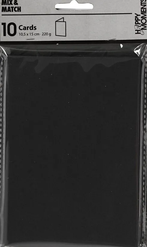 Kort - Kort Str. 10,5X15 CM - 220 G - Sort - 10 Stk