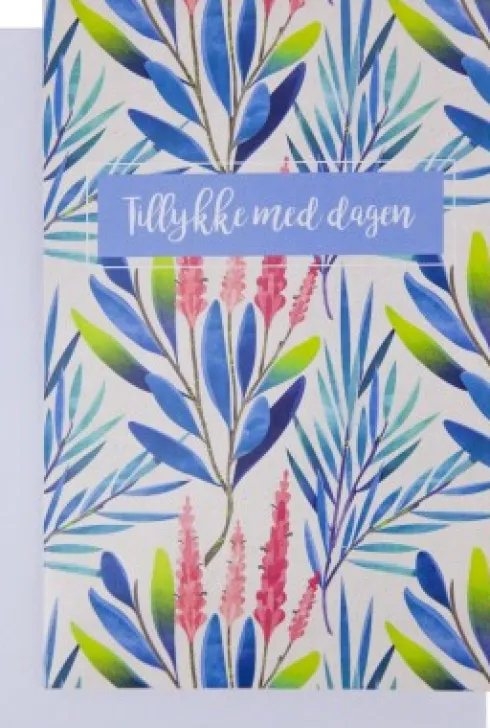 Kort Med Kuvert - 11X17 CM - Blå Blomst - Scanseason