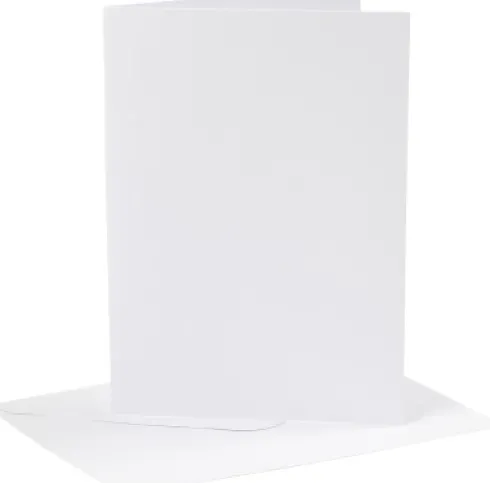 Kort Og Kuverter - Kort Str. 12,7X17,8 CM - Kuvert Str. 13,3X18,5 CM - 230 G - Hvid - 4 Sæt