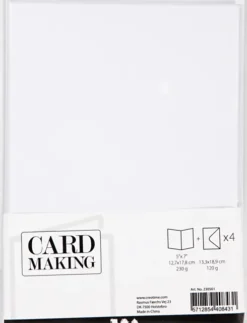 Kort Og Kuverter - Kort Str. 12,7X17,8 CM - Kuvert Str. 13,3X18,5 CM - 230 G - Hvid - 4 Sæt