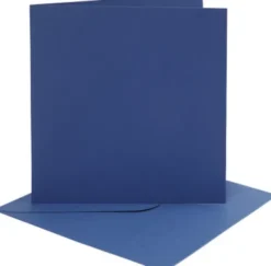 Kort Og Kuverter - Kort Str. 15,2X15,2 CM - Kuvert Str. 16X16 CM - 220 G - Blå - 4 Sæt