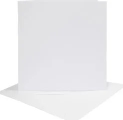 Kort Og Kuverter - Kort Str. 15,2X15,2 CM - Kuvert Str. 16X16 CM - 230 G - Hvid - 4 Sæt