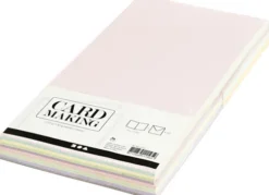 Kort Og Kuverter - Kort Str. 15X15 CM - Kuvert Str. 16X16 CM - 110+220 G - Pastelfarver - 50 Sæt