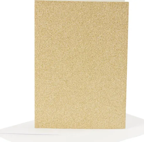 Kort Og Kuverter - 10,5X15 CM - 11,5X16,5 CM - Glitter Guld - 4 Sæt