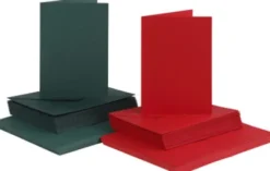 Kort Og Kuverter - 10,5X15 CM - 11,5X16,5 CM - Grøn Rød - 50 Sæt