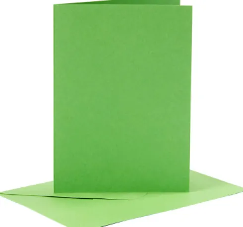 Kort Og Kuverter - 10,5X15 CM - 11,5X16,5 CM - Grøn - 6 Sæt