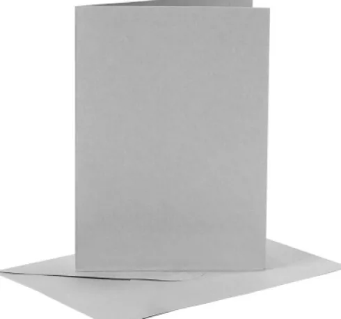 Kort Og Kuverter - 10,5X15 CM - 11,5X16,5 CM - Grå - 6 Sæt