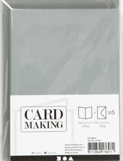 Kort Og Kuverter - 10,5X15 CM - 11,5X16,5 CM - Grå - 6 Sæt