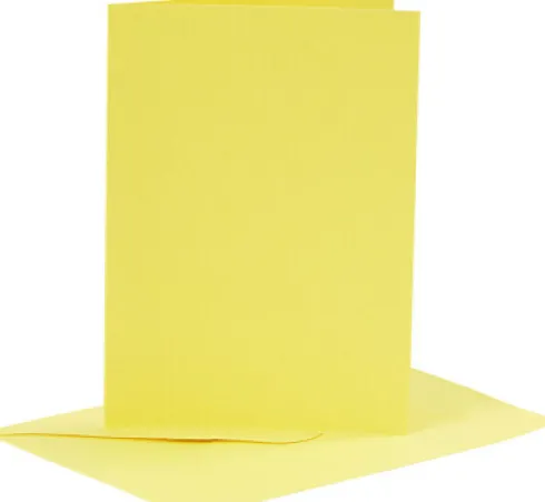 Kort Og Kuverter - 10,5X15 CM - 11,5X16,5 CM - Gul - 6 Sæt