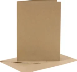 Kort Og Kuverter - 10,5X15 CM - 11,5X16,5 CM - Natur - 6 Sæt