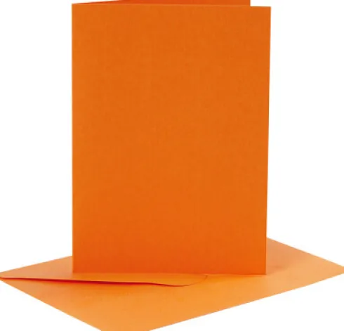 Kort Og Kuverter - 10,5X15 CM - 11,5X16,5 CM - Orange - 6 Sæt