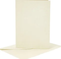 Kort Og Kuverter - 10,5X15 CM - 11,5X16,5 CM - Perlemor Råhvid - 4 Sæt