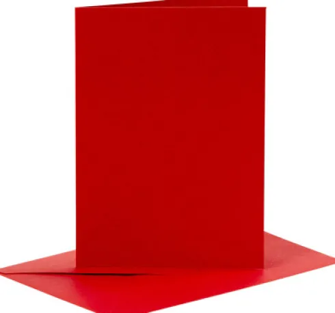 Kort Og Kuverter - 10,5X15 CM - 11,5X16,5 CM - Rød - 6 Sæt