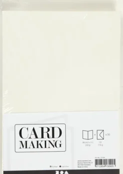 Kort Og Kuverter - 10,5X15 CM - 11,5X16,5 CM - Råhvid - 50 Sæt