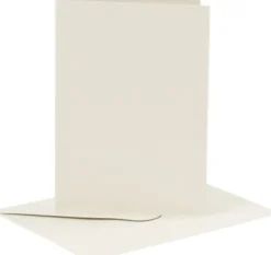Kort Og Kuverter - 10,5X15 CM - 11,5X16,5 CM - Råhvid - 6 Sæt