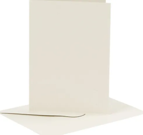Kort Og Kuverter - 10,5X15 CM - 11,5X16,5 CM - Råhvid - 6 Sæt