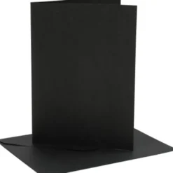 Kort Og Kuverter - 12,7X17,8 CM - 13,3X18,5 CM - Sort - 4 Sæt