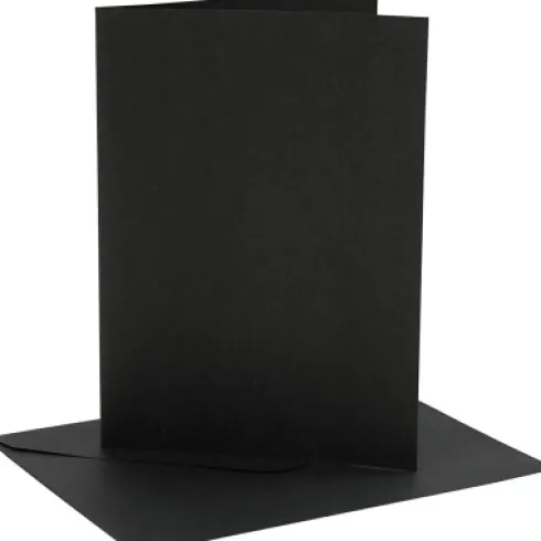 Kort Og Kuverter - 12,7X17,8 CM - 13,3X18,5 CM - Sort - 4 Sæt