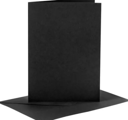 Kort Og Kuverter - 10,5X15 CM - 11,5X16,5 CM - Sort - 6 Sæt