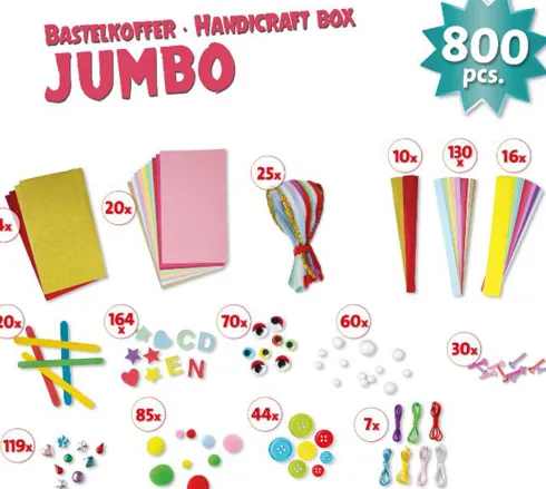 Kreativ Kasse Til Børn - Jumbo - Rød - 800 Dele - Lena