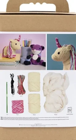 Kreativt Sæt Med Amigurumi - Enhjørning - Regnbuefarver