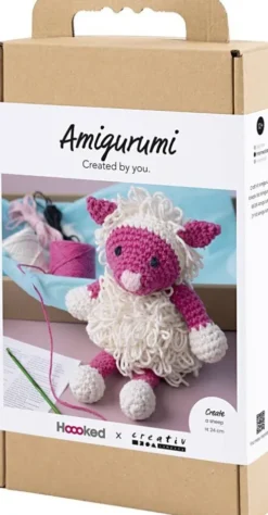 Kreativt Sæt Med Amigurumi - Får - Pink - Offwhite