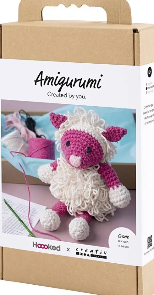Kreativt Sæt Med Amigurumi - Får - Pink - Offwhite