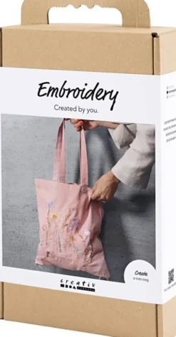 Kreativt Sæt Med Broderi - Mulepose - Soft Rose
