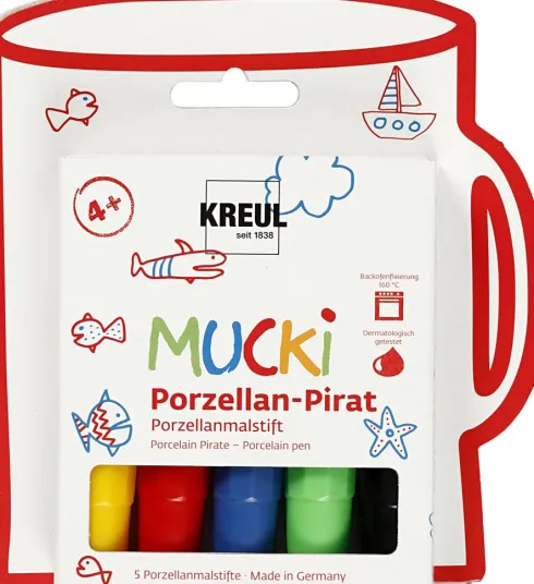 Kreul - Mucki Glas- Og Porcelænstusser - 2-5 MM - Forskellige Farver - 5 Stk
