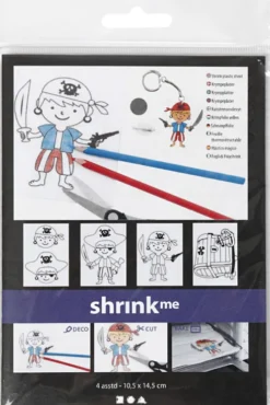 Krympeplast Med Motiver - Pirater - 10,5X14,5 CM - Tykkelse 0,3 MM - Mat Transparent - 4 Ark