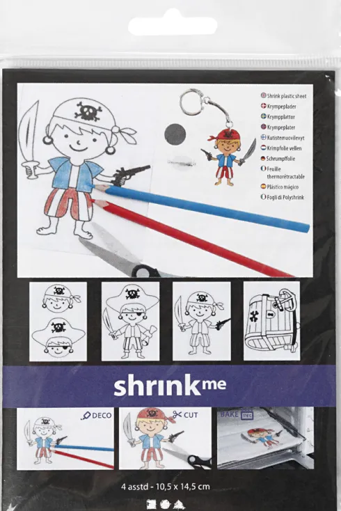 Krympeplast Med Motiver - Pirater - 10,5X14,5 CM - Tykkelse 0,3 MM - Mat Transparent - 4 Ark