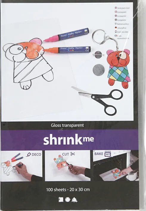 Krympeplast - 20X30 CM - Tykkelse 0,3 MM - Blank Transparent - 100 Ark