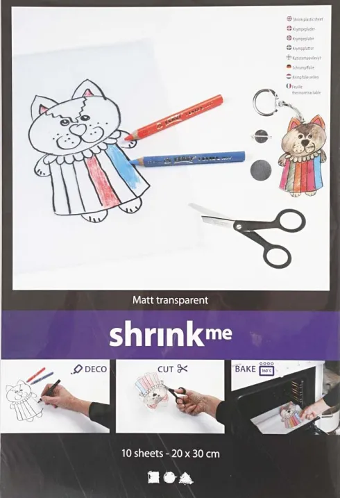 Krympeplast - 20X30 CM - Tykkelse 0,3 MM - Mat Transparent - 10 Ark