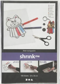 Krympeplast - 20X30 CM - Tykkelse 0,3 MM - Mat Transparent - 100 Ark