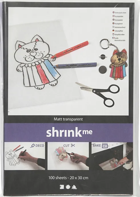 Krympeplast - 20X30 CM - Tykkelse 0,3 MM - Mat Transparent - 100 Ark