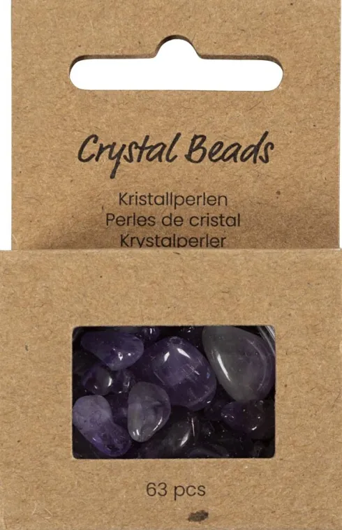 Krystalperler - Ametyst - 7-12 MM - 1 MM - Lilla - 63Stk